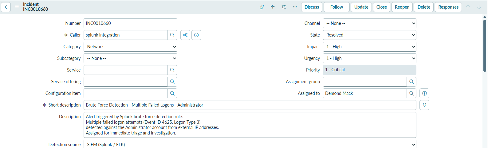 ServiceNow INC0010660